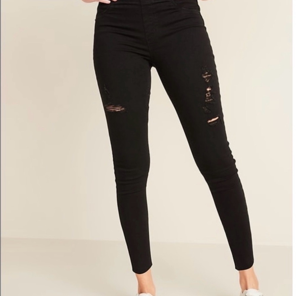 Old Navy EUC Rockstar Mid-Rise Distressed Pull-On Ankle Jeggings
